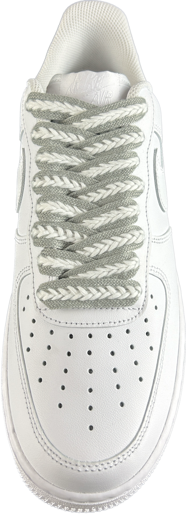 Cordones de cordón de trenza gris/blanco 120 cm