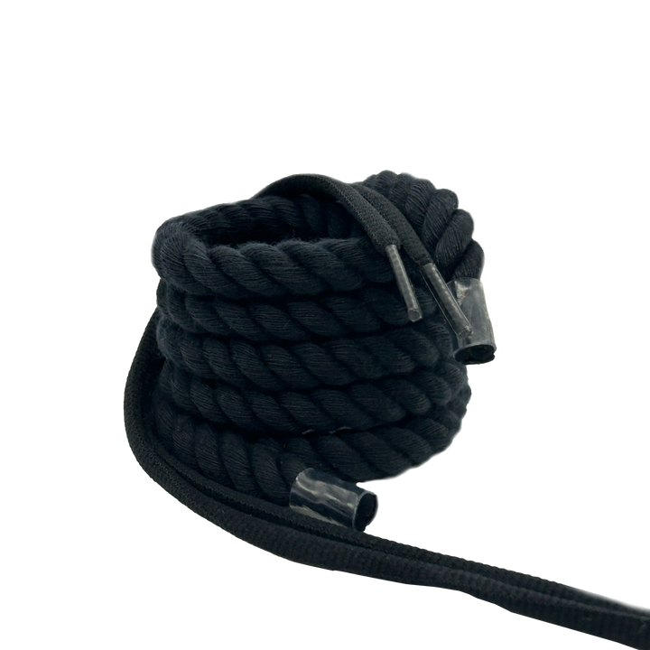 Rope Laces Set 10mm Jet Black (Rope+Round Laces)