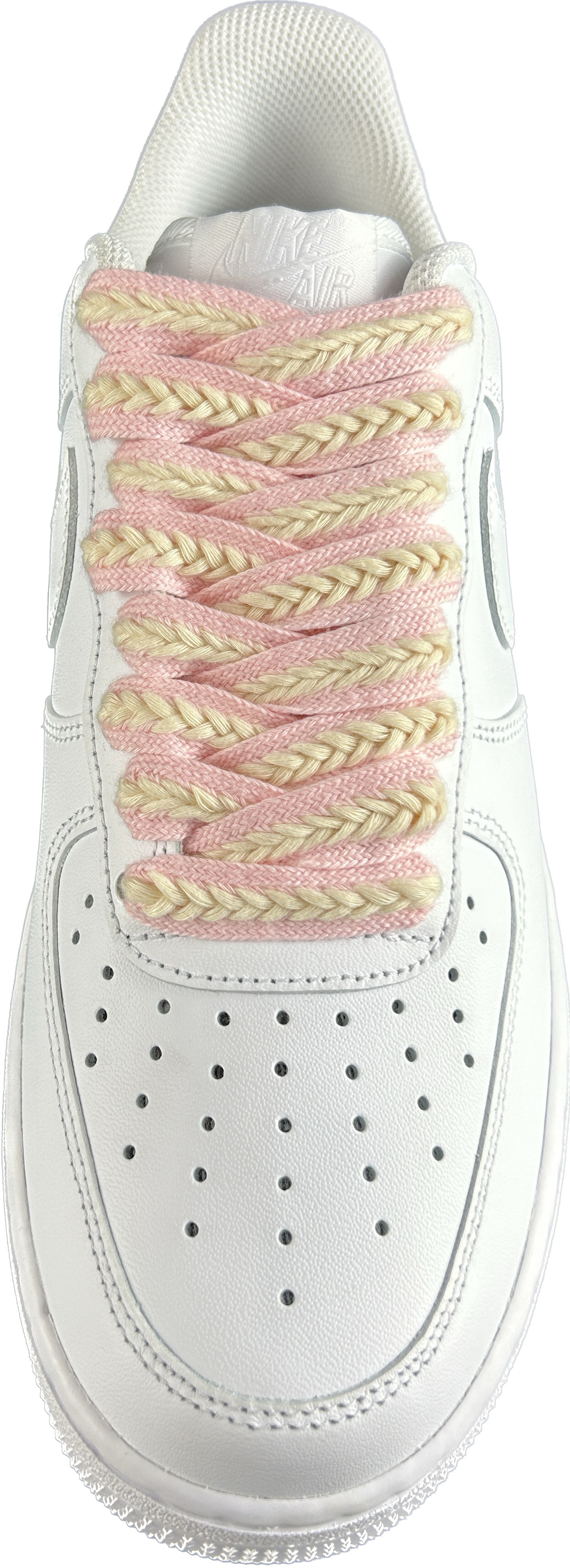 Cordones de cordón de trenza rosa/crema 120 cm